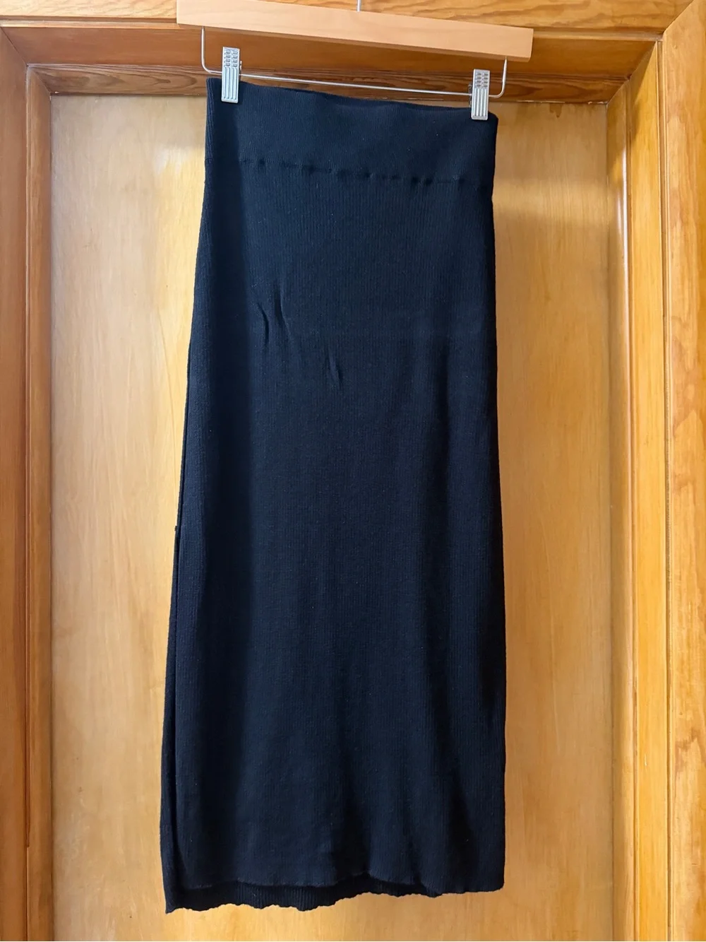 Free People Black Golden Hour Maxi Skirt with Side Slit